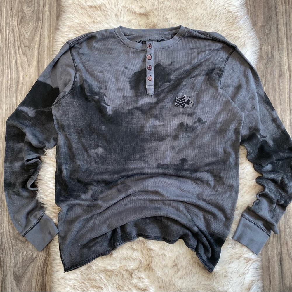 Y2K Ksino waffle knit thermal Henley longsleeve